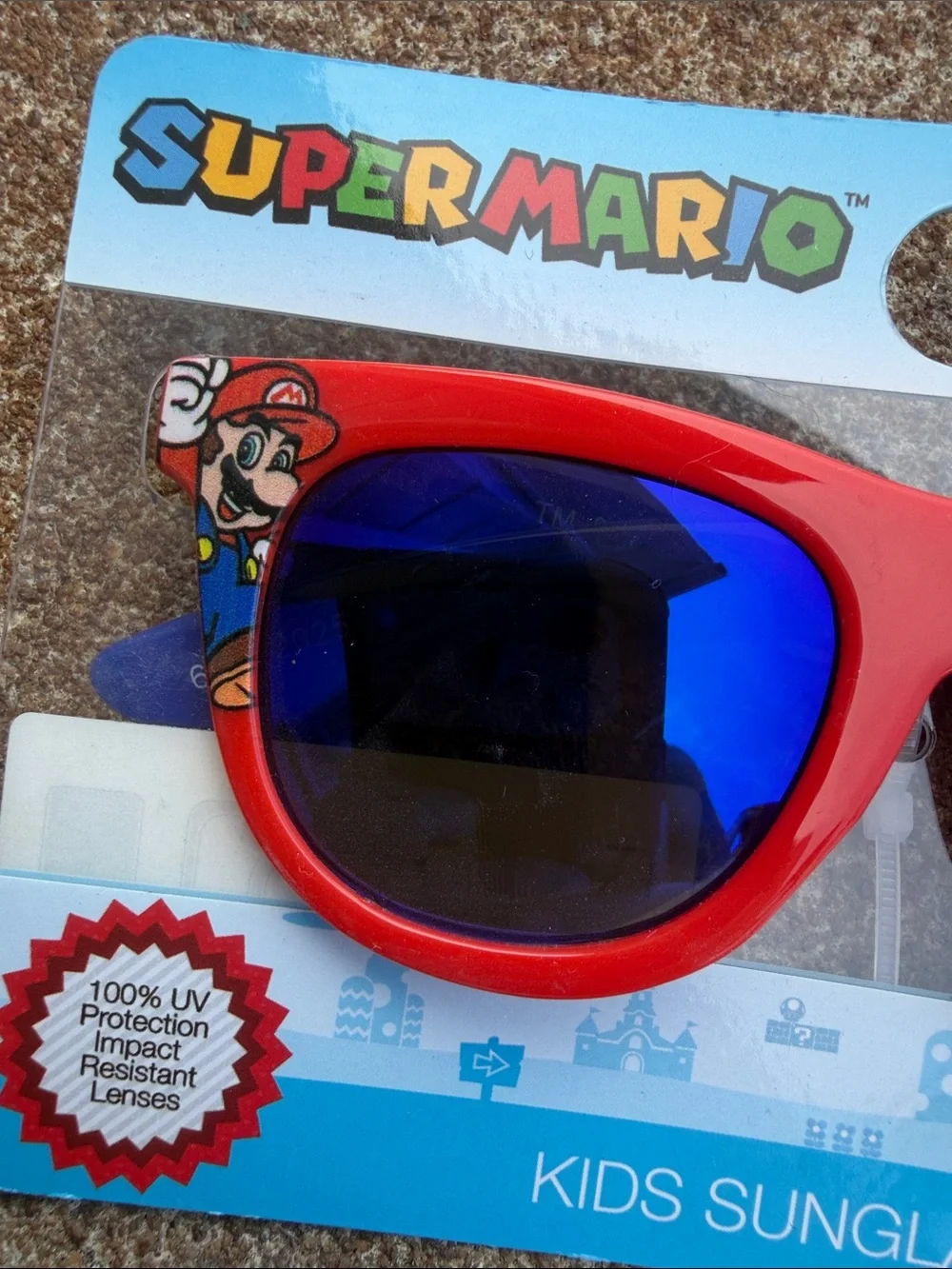 Nintendo Super Mario Kids Sunglasses Red Frame Blue Lenses. NEW